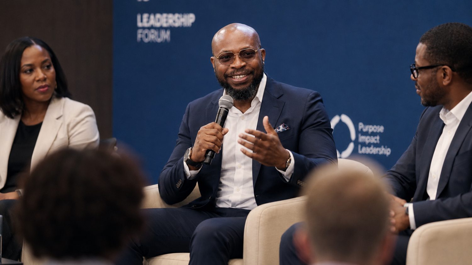 Blaise Itabelo contributing to a leadership panel